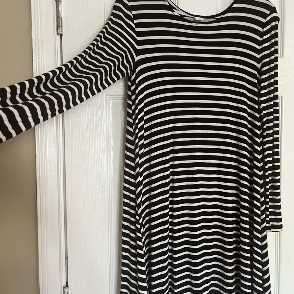 Black and white striped dress